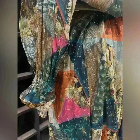 KILLA GATHERED PRINTED FIL COUPÉ GEORGETTE MIDI DRESS ORIGINAL COST $650 - Picture 5 of 15